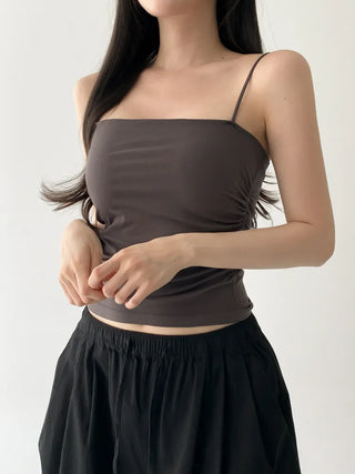 Slender Side Shirring Strappy Sleeveless Top