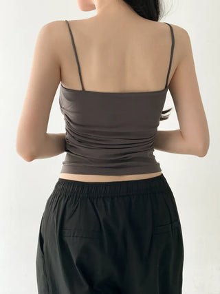 Slender Side Shirring Strappy Sleeveless Top