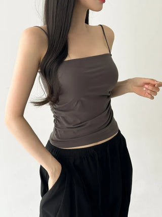 Slender Side Shirring Strappy Sleeveless Top