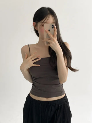 Slender Side Shirring Strappy Sleeveless Top