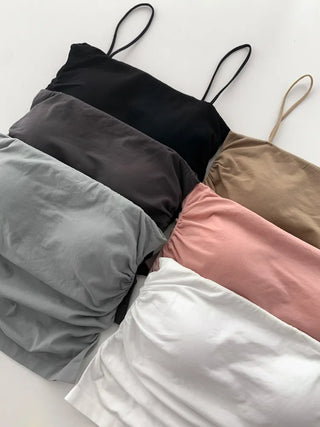 Slender Side Shirring Strappy Sleeveless Top