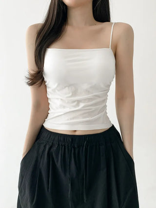 Slender Side Shirring Strappy Sleeveless Top