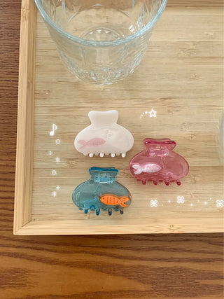 Fish Tank Mini Fish Aquarium Hair Claw Clip