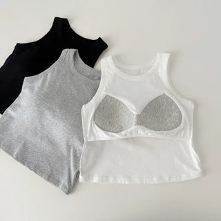 New Crop Sleeve Sleeveless Top with Cups Basic Sleeveless Top