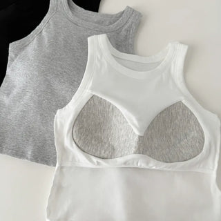 New Crop Sleeve Sleeveless Top with Cups Basic Sleeveless Top