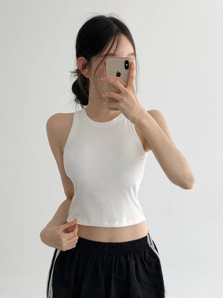 New Crop Sleeve Sleeveless Top with Cups Basic Sleeveless Top