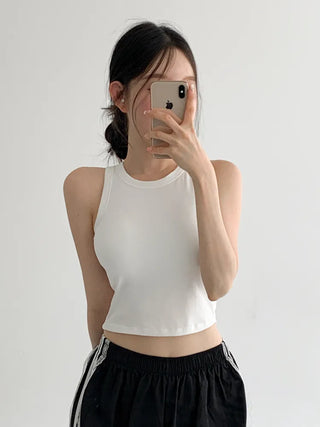 New Crop Sleeve Sleeveless Top with Cups Basic Sleeveless Top