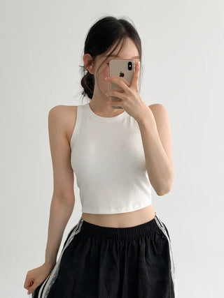 New Crop Sleeve Sleeveless Top with Cups Basic Sleeveless Top