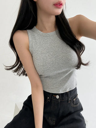 New Crop Sleeve Sleeveless Top with Cups Basic Sleeveless Top