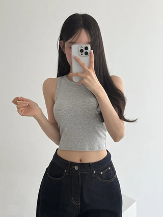 New Crop Sleeve Sleeveless Top with Cups Basic Sleeveless Top