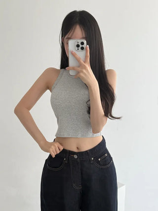New Crop Sleeve Sleeveless Top with Cups Basic Sleeveless Top