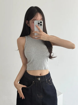 New Crop Sleeve Sleeveless Top with Cups Basic Sleeveless Top