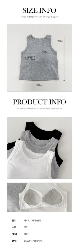 New Crop Sleeve Sleeveless Top with Cups Basic Sleeveless Top