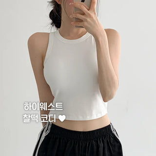 New Crop Sleeve Sleeveless Top with Cups Basic Sleeveless Top