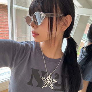Round Cat's Eye UV Protection Color Tinted Sunglasses Glasses