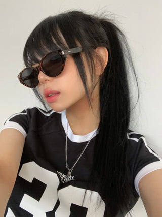 Round Cat's Eye UV Protection Color Tinted Sunglasses Glasses