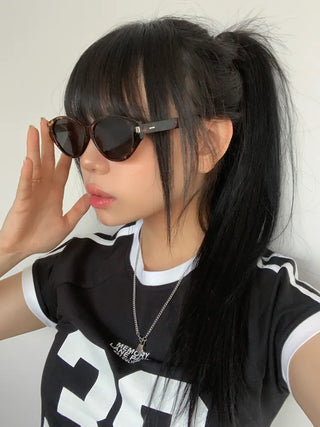 Round Cat's Eye UV Protection Color Tinted Sunglasses Glasses