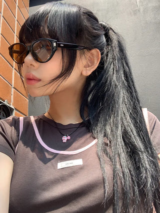 Round Cat's Eye UV Protection Color Tinted Sunglasses Glasses