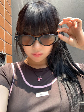 Round Cat's Eye UV Protection Color Tinted Sunglasses Glasses