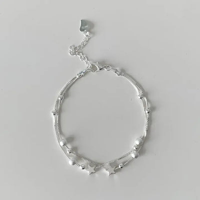 Two-Star Ball Layered Box Chain Double-Strand Bracelet