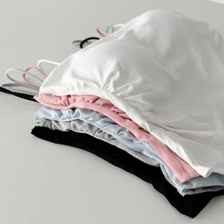 Fit-Up Shirred Cotton Bralette Strap Sleeveless Top