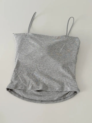Fit-Up Shirred Cotton Bralette Strap Sleeveless Top