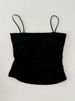 Fit-Up Shirred Cotton Bralette Strap Sleeveless Top