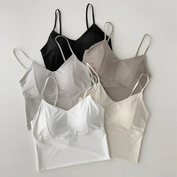 Seamless Sporty Swimwear Built-in Cup Adjustable Strap Sleeveless Swimsuit Bralette