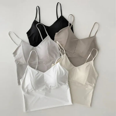 Seamless Sporty Swimwear Built-in Cup Adjustable Strap Sleeveless Swimsuit Bralette
