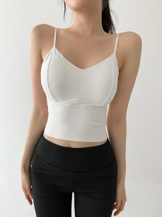 Seamless Sporty Swimwear Built-in Cup Adjustable Strap Sleeveless Swimsuit Bralette