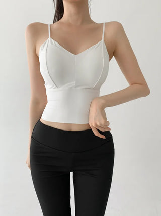 Seamless Sporty Swimwear Built-in Cup Adjustable Strap Sleeveless Swimsuit Bralette