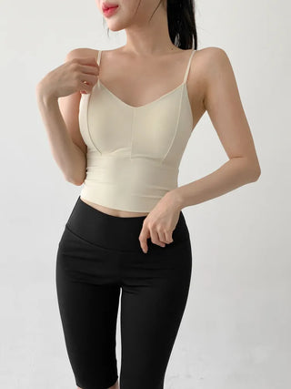 Seamless Sporty Swimwear Built-in Cup Adjustable Strap Sleeveless Swimsuit Bralette