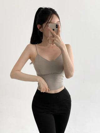 Seamless Sporty Swimwear Built-in Cup Adjustable Strap Sleeveless Swimsuit Bralette