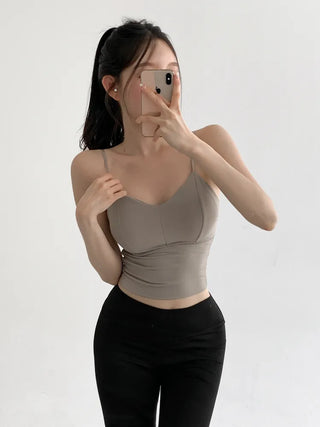 Seamless Sporty Swimwear Built-in Cup Adjustable Strap Sleeveless Swimsuit Bralette