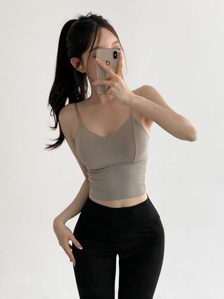Seamless Sporty Swimwear Built-in Cup Adjustable Strap Sleeveless Swimsuit Bralette