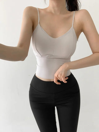 Seamless Sporty Swimwear Built-in Cup Adjustable Strap Sleeveless Swimsuit Bralette