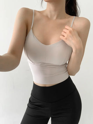 Seamless Sporty Swimwear Built-in Cup Adjustable Strap Sleeveless Swimsuit Bralette