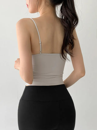 Seamless Sporty Swimwear Built-in Cup Adjustable Strap Sleeveless Swimsuit Bralette