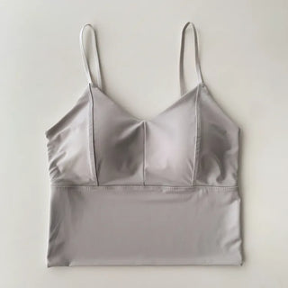 Seamless Sporty Swimwear Built-in Cup Adjustable Strap Sleeveless Swimsuit Bralette
