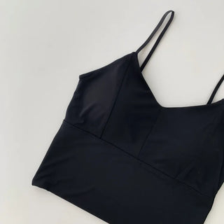 Seamless Sporty Swimwear Built-in Cup Adjustable Strap Sleeveless Swimsuit Bralette