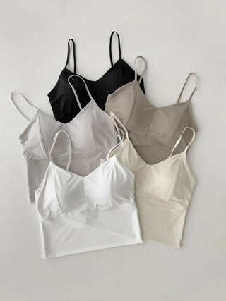 Seamless Sporty Swimwear Built-in Cup Adjustable Strap Sleeveless Swimsuit Bralette