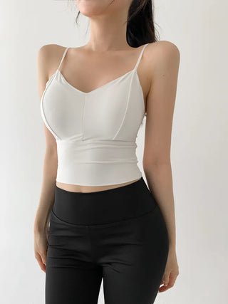 Seamless Sporty Swimwear Built-in Cup Adjustable Strap Sleeveless Swimsuit Bralette