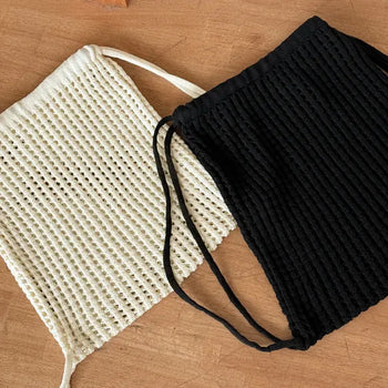 Little Cozy Net String Knit Gym Bag Backpack