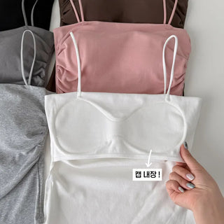 Daily Basic Lineup Cotton Cup Bralettes Cooling Strap Sleeveless Tops Collection