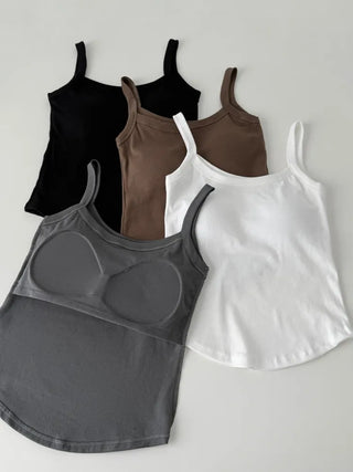 Daily Basic Lineup Cotton Cup Bralettes Cooling Strap Sleeveless Tops Collection