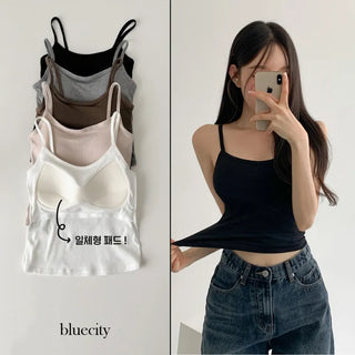 Daily Basic Lineup Cotton Cup Bralettes Cooling Strap Sleeveless Tops Collection