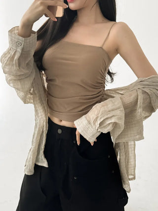 Daily Basic Lineup Cotton Cup Bralettes Cooling Strap Sleeveless Tops Collection