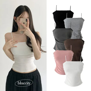 Daily Basic Lineup Cotton Cup Bralettes Cooling Strap Sleeveless Tops Collection