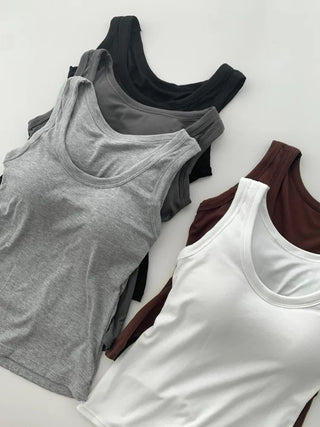 Daily Basic Lineup Cotton Cup Bralettes Cooling Strap Sleeveless Tops Collection