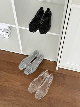 Jelly Punching Glow PVC Summer Flat Sandals Rainy Season Water Play Jelly Shoes